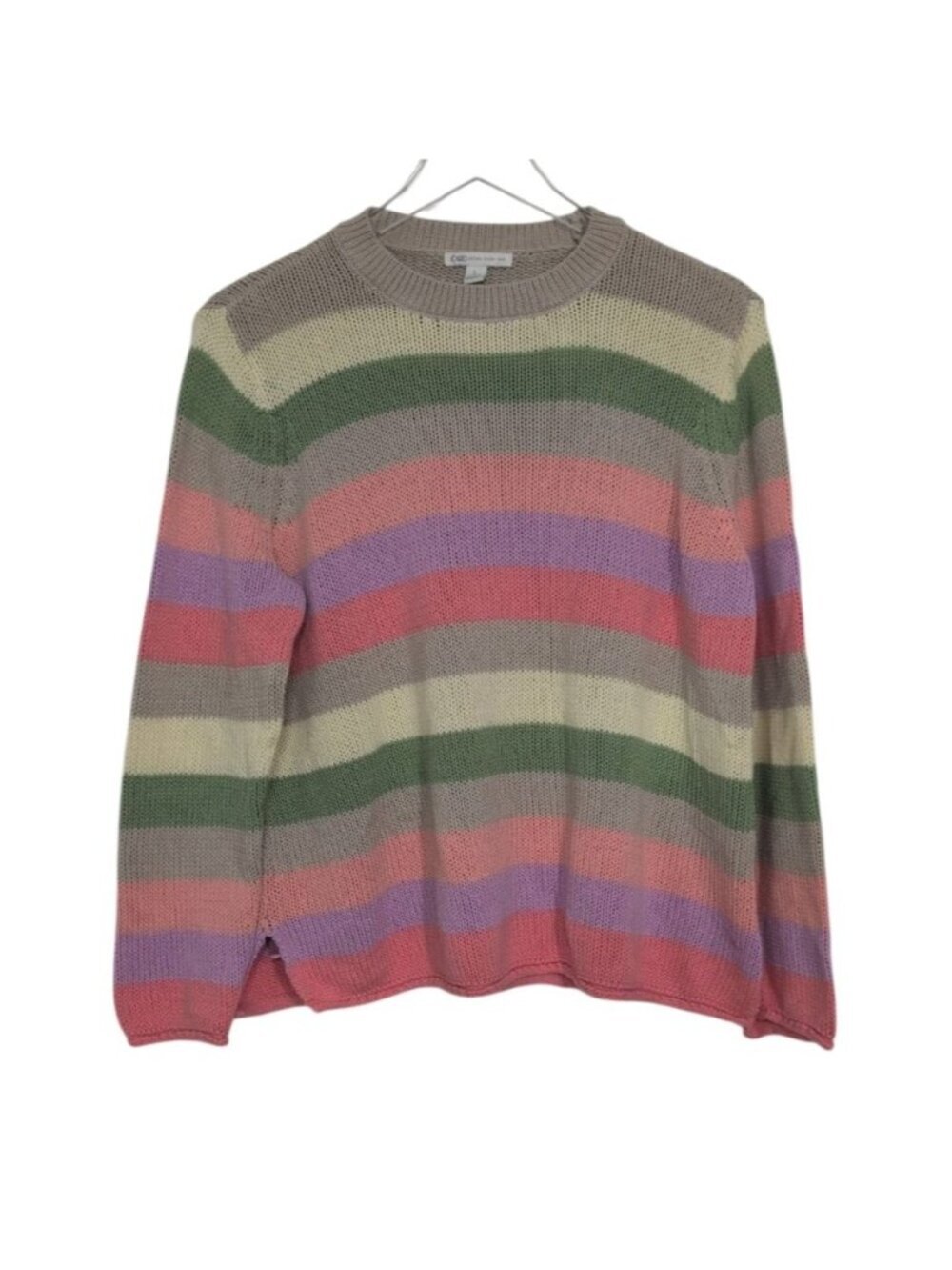 Cato Pastel Stripe Sweater Womens Size Large Colorful Knit Oversized Long Sleeve